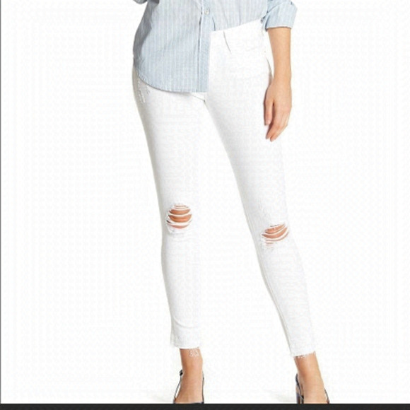 𝅺frame Le Skinny de Jeanne white distressed Crop size 26 - Picture 1 of 16